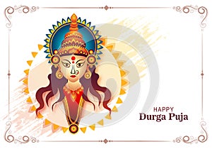 Happy navratri celebration on durga puja beautiful face card background