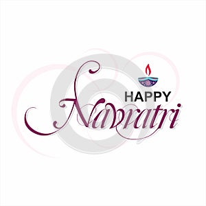 Happy Navratri Design. Happy Navratri or Shubh Navratri Banner on White Background - Indian Festival. Illustration.