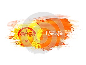 Happy navratri. Indian Festival navratri & Durga Puja with abstract Design background and Goddess Durga beautiful Face