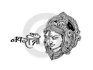 Happy Navratri, Vector Illustration based on Beautiful background with Maa Durga face photo