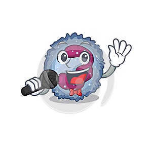 Happy neutrophil cell singing on a microphone