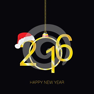 Happy new 2016 year vector with red hat