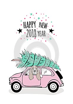 Happy new 2018 year with car