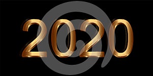 Happy New 2020 Year. Golden numbers on black background. Vector illustration