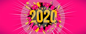 Happy New 2020 Year greeting card. Flyer, poster, invitation or banner for New Year& x27;s 2020 Eve Party celebration