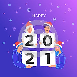 Happy new 2021 year congratulation from young community