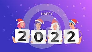 Happy new 2022 year congratulation from young community