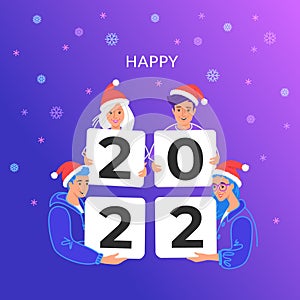 Happy new 2022 year congratulation from young community