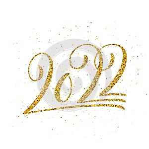 Happy New 2022 Year poster with lettering composition