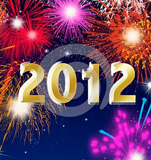 Happy new year 2012 with fireworks