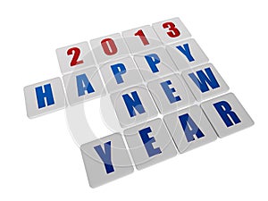 Happy new year 2013 in white tablets
