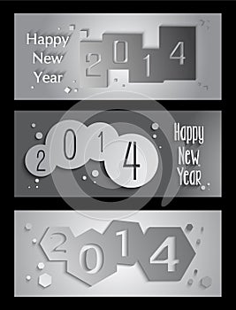 Happy New Year 2014 creative banner illustration