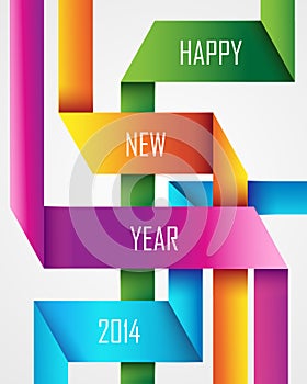 Happy New Year 2014 ribbon background