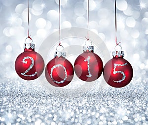 Happy new year 2015 with balls xmas