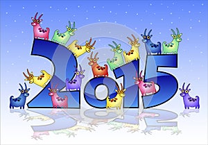 Happy New Year 2015 card with goats