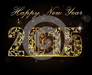 Happy New Year 2015, celebration concept with golden text