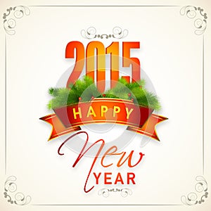Happy New Year 2015 celebrations greeting card design.