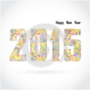 Happy new year 2015 creative greeting card design on background