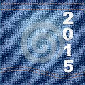 Happy new year 2015 creative greeting card design denim