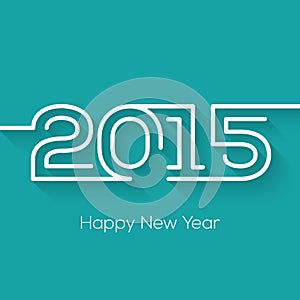 Happy new year 2015 creative greeting card design in flat style with long shadow.