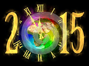 Happy new year 2015 - Europe, Asia and Africa