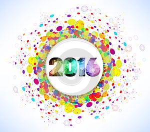 Happy new Year 2016 celebration with colorful confetti template background