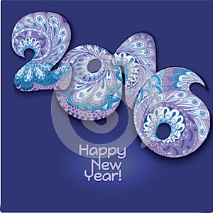 Happy New Year 2016 celebration doodles background