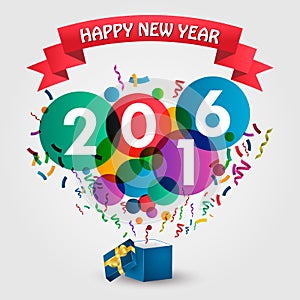 Happy new Year 2016 celebration with gift box