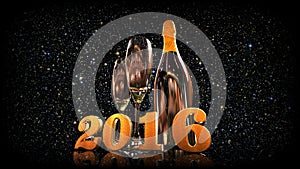 Happy new year 2016 with champagne