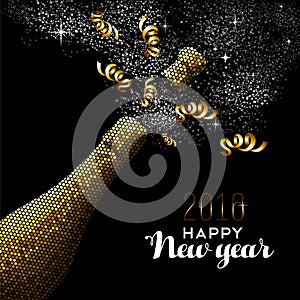 Happy new year 2016 gold drink bottle party mosaic