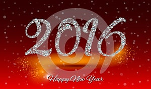 Happy New Year 2016 greeting card. Diamond background