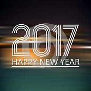 Happy new year 2017 on dark color night horizontal abstract background eps10