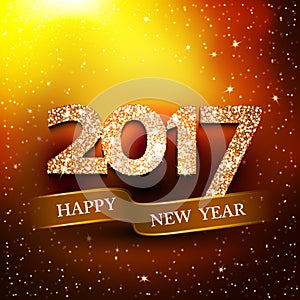 Happy new year 2017 gold background