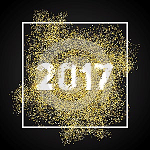 Happy new year 2017. Gold glitter New Year. Gold background for
