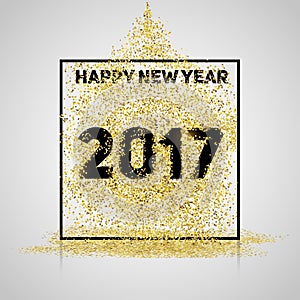 Happy new year 2017. Gold glitter New Year. Gold background for