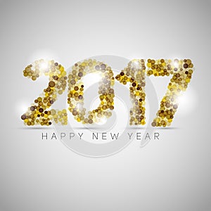 Happy new year 2017. Gold glitter New Year. Gold background for