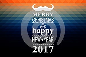 Happy new year 2017 hipster banner with mustache