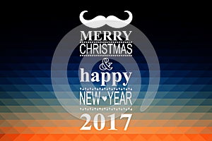 Happy new year 2017 hipster banner with mustache