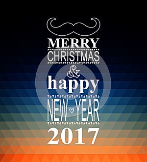 Happy new year 2017 hipster banner with mustache