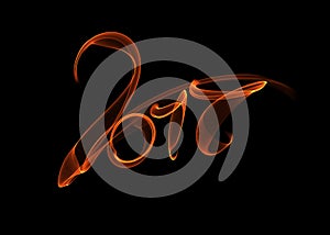 Happy new year 2017 isolated numbers lettering written with fire flame or smoke on black background