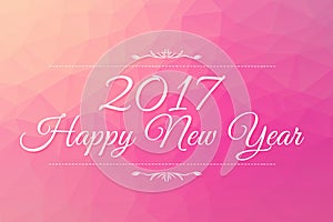 Happy New Year 2017 word on triangles low poly background