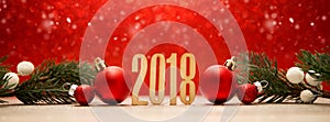 Happy new year 2018 background with christmas decoration