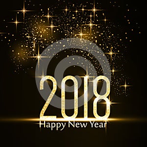 Happy New Year 2018 background with gold glitter