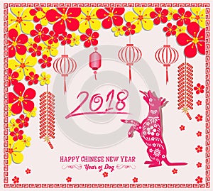 Happy New Year 2018 brush Celebration Chinese New Year of the dog. lunar new year