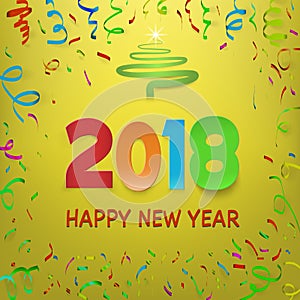 Happy New Year 2018. Calendar template. Colorful Fold Paper Numbers