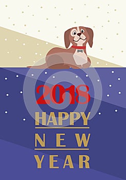 Happy New Year 2018 Card with Dog