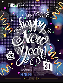 Happy New year 2018 decoration poster card