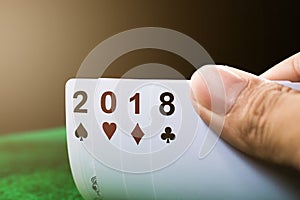 Happy new year 2018 gambling card.