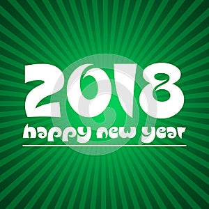 Happy new year 2018 on green stripped background eps10