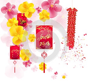 Happy new year 2018 greeting card, chinese new year of ther dog